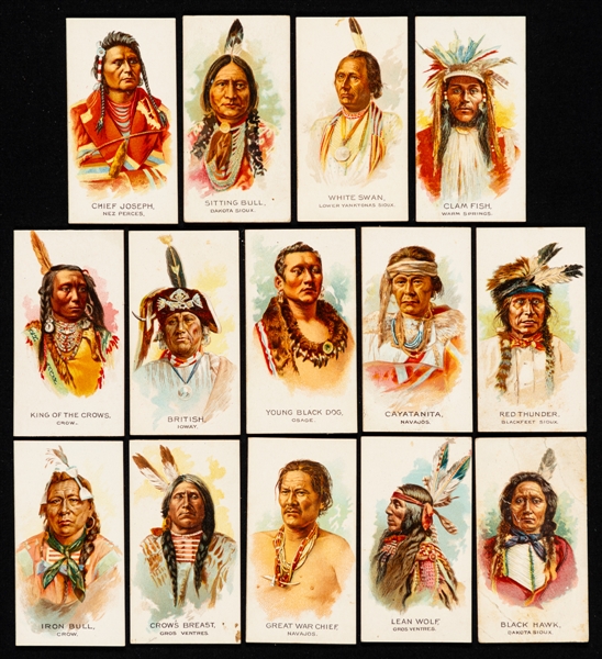 1888 N2 Allen & Ginter Celebrated American Indian Chiefs Cards (14) Inc. Sitting Bull and Chief Joseph Plus 1934 V254 Papoose Gum Series Starter Set (38/50)