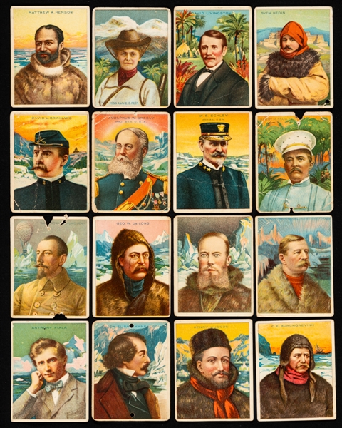 Early-1910s Royal Bengals T68 Men of History & Heroes of History Tobacco Cards (61) Plus 1910 T118 Hassan Greatest Explorers Tobacco Cards (16)