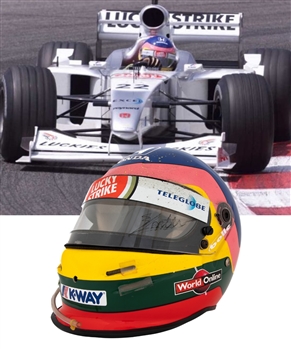 Jacques Villeneuve’s 2000 Lucky Strike BAR Honda F1 Team Bell Race-Worn Helmet with His Signed LOA – United States Grand Prix
