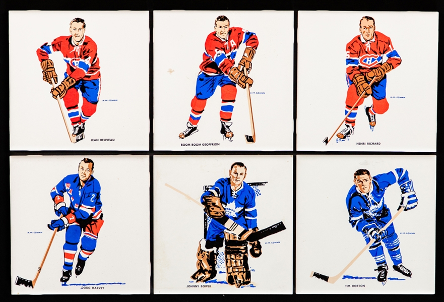 1962-63 H.M. Cowan/Screenart NHL Hockey Tile Starter Set of 27 Including Partial Montreal Canadiens Set (12/19)