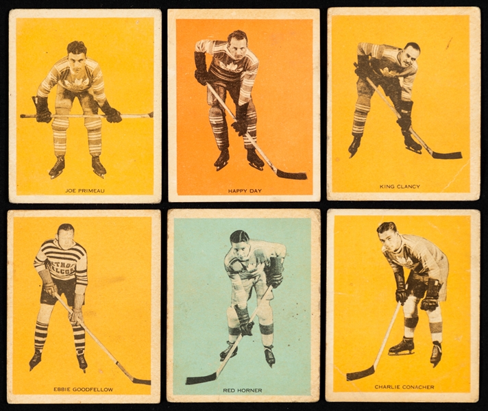 1933-34 Hamilton Gum V288 Hockey Starter Set (11/21) Including Rookie Cards of HOFers #2 Joe Primeau, #21 Red Horner, #42 Ebbie Goodfellow and #49 Charlie Conacher