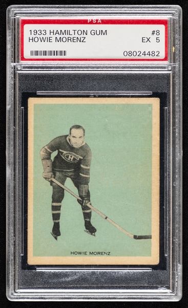 1933-34 Hamilton Gum V288 Hockey Card #8 HOFer Howie Morenz - Graded PSA 5