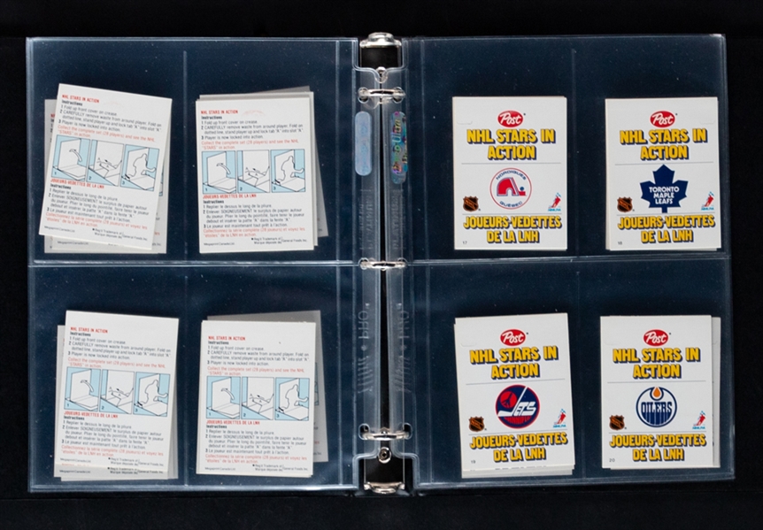 1981-82 Post NHL Stars in Action Complete 28-Card Sets (11) and 1982-83 Post Cereal NHL Hockey Mini 21-Uncut Panels Sets (8) - Some Still in Original Cellophane!