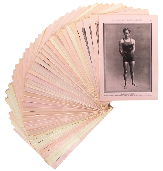 Circa-1910s Police Gazette Misc. Sports Picture Collection of 36 including Francis Ouimet, Duke Kahanamoku and Willie Hoppe 