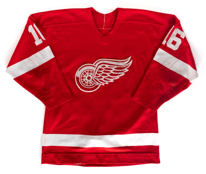 Dale Krentzs Mid-to-Late-1980s AHL Adirondack Red Wings Game-Worn Jersey - Nice Game Wear! - Numerous Team Repairs! 