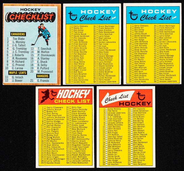 1965-66 to 1986-87 Topps Hockey Checklists (80+)