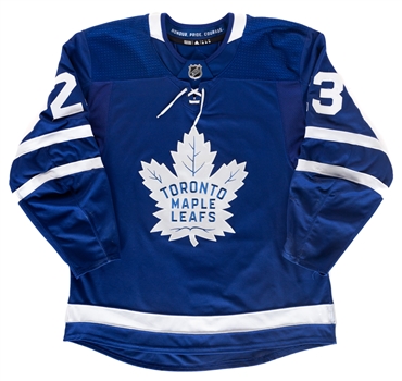 Travis Dermotts 2018-19 Toronto Maple Leafs Game-Worn Jersey with Team COA - Team Repairs! - Photo-Matched!