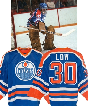 Ron Lows 1982-83 Edmonton Oilers Signed Game-Worn Jersey - Universiade Patch! - First Year Nike Jersey!