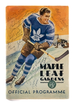 February 14th 1934 Ace Bailey Benefit Game NHL All-Stars Team-Signed Program by 18 Including Morenz, Joliat, Patrick, Dutton, Cook, Conacher and More