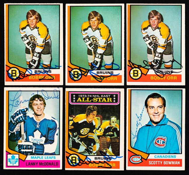 1974-75 O-Pee-Chee Hockey Signed Hockey Cards (177) Including Bobby Orr (4), Don Cherry Rookie, Lanny McDonald Rookie, Scotty Bowman Rookie (2) and Numerous HOFers