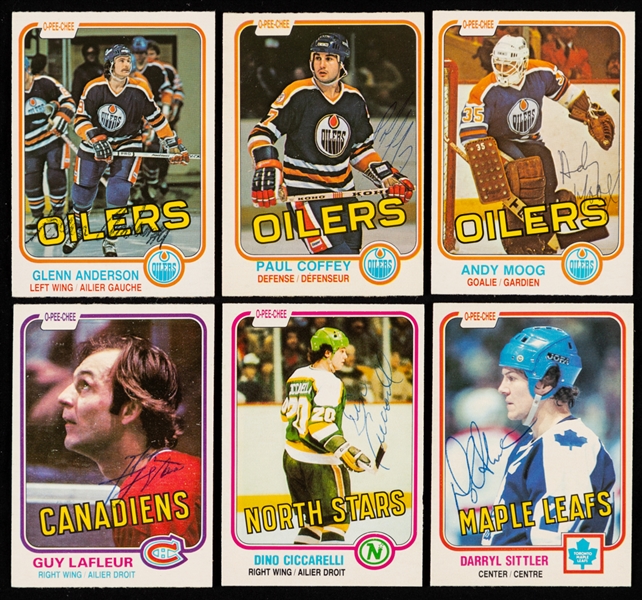 1981-82 O-Pee-Chee Hockey Signed Hockey Cards (360+) Including Coffey, Lowe, Moog, Dionne, Ciccarelli, Gainey, Lafleur, Robinson, Sittler, Park, Vachon, McDonald, Perreault and Numerous HOFers