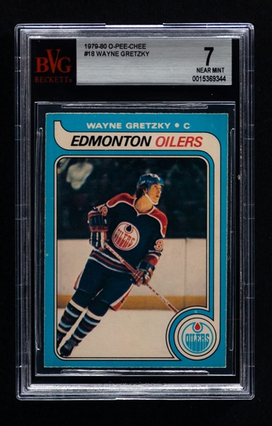1979-80 O-Pee-Chee Hockey Card #18 HOFer Wayne Gretzky Rookie - Graded Beckett 7
