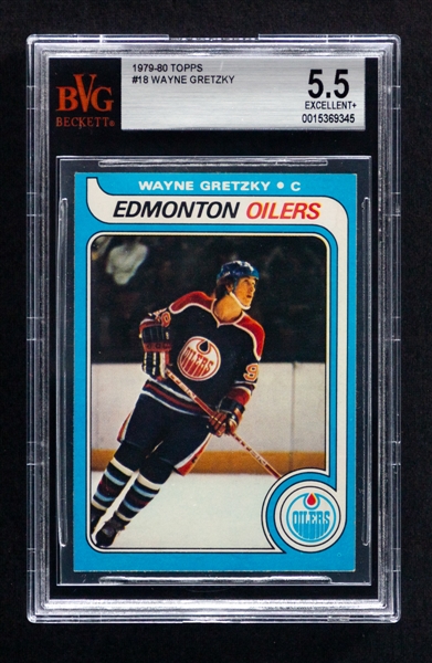 1979-80 Topps Hockey Card #18 HOFer Wayne Gretzky Rookie - Graded Beckett 5.5