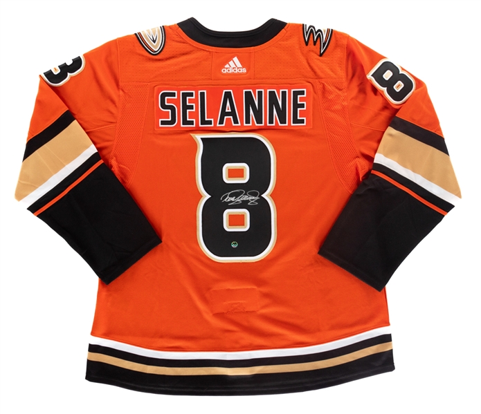 Teemu Selanne Signed Anaheim Ducks Adidas Jersey with COA