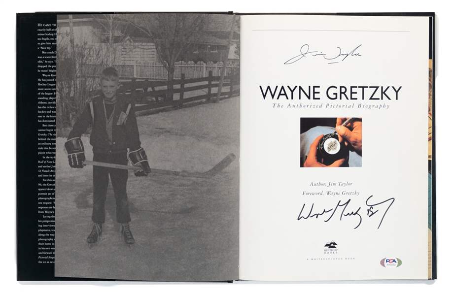 Wayne Gretzky and Jim Taylor Dual-Signed Wayne Gretzky; The Authorized Pictorial Biography Hardcover Book with PSA/DNA LOA