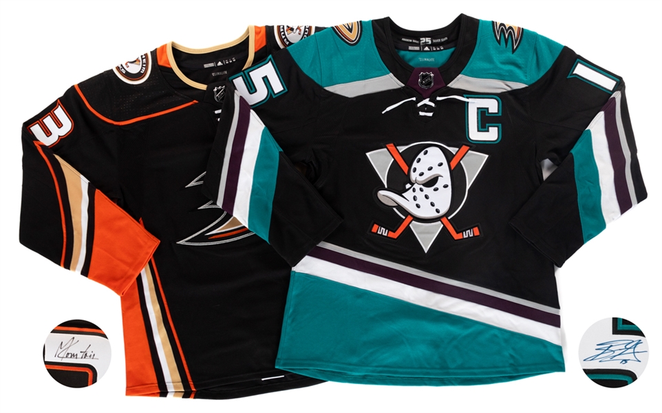 Anaheim Ducks Signed Jersey Collection of 2 Including Ryan Getzlaf and Max Comtois with COAs