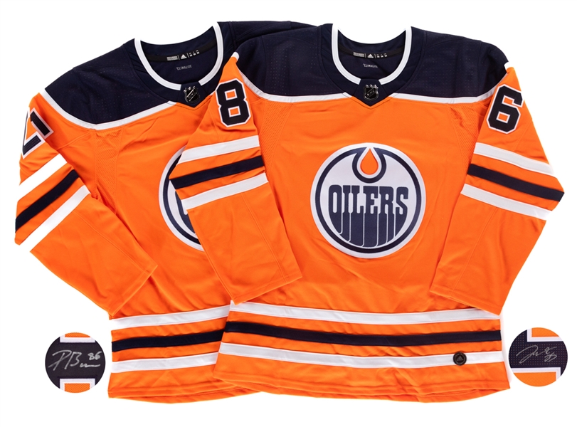 Edmonton Oilers Signed Jersey Collection of 2 Including Darnell Nurse and Philip Broberg with COAs