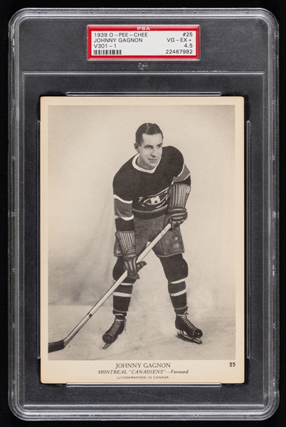 1939-40 O-Pee-Chee V301-1 Hockey Card #25 Johnny Gagnon - Graded PSA 4.5