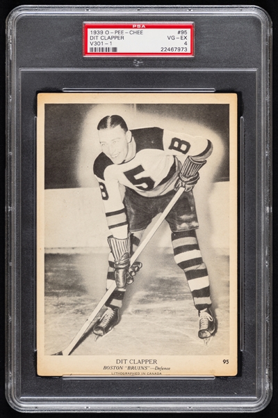 1939-40 O-Pee-Chee V301-1 Hockey Card #95 HOFer Dit Clapper - Graded PSA 4