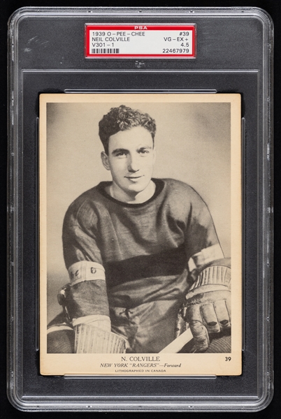 1939-40 O-Pee-Chee V301-1 Hockey Card #39 HOFer Neil Colville - Graded PSA 4.5