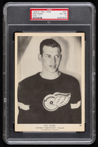 1939-40 O-Pee-Chee V301-1 Hockey Card #72 HOFer Syd Howe - Graded PSA 4