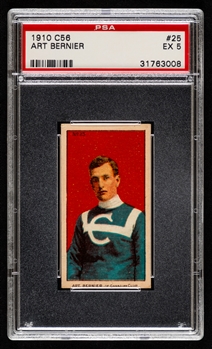 1910-11 Imperial Tobacco C56 Hockey Card #25 Art Bernier Rookie - Graded PSA 5