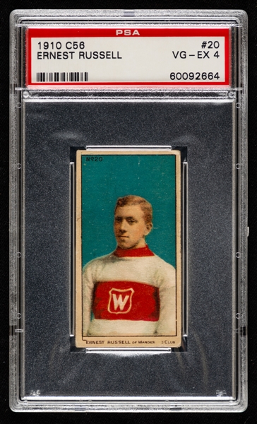 1910-11 Imperial Tobacco C56 Hockey Card #20 HOFer Ernest Russell Rookie - Graded PSA 4