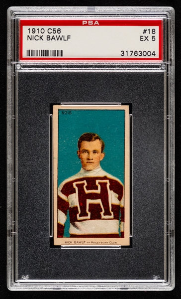 1910-11 Imperial Tobacco C56 Hockey Card #18 Nick Bawlf Rookie - Graded PSA 5