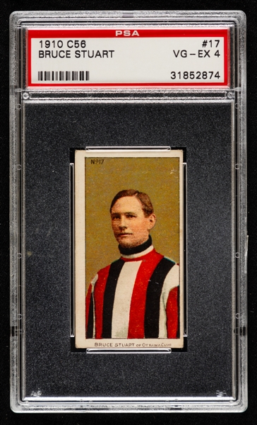 1910-11 Imperial Tobacco C56 Hockey Card #17 HOFer Bruce Stuart Rookie - Graded PSA 4