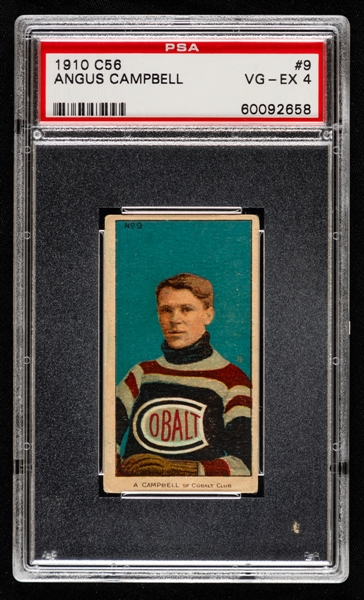 1910-11 Imperial Tobacco C56 Hockey Card #9 HOFer Angus Campbell Rookie - Graded PSA 4
