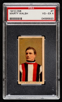 1910-11 Imperial Tobacco C56 Hockey Card #7 HOFer Marty Walsh Rookie - Graded PSA 4