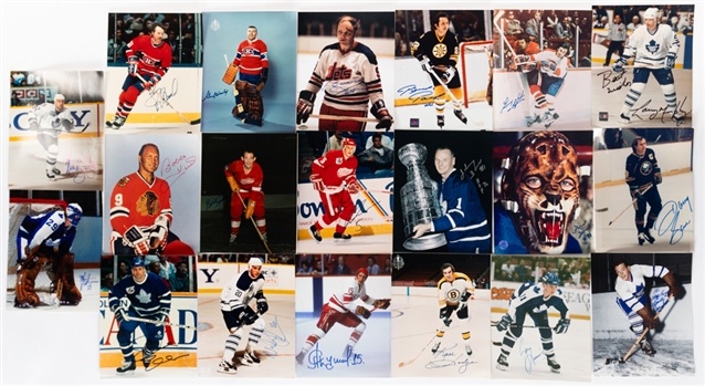 Hockey Signed Photos, Pictures & Assorted Items (130+) Including Numerous HOFers with LOA - Orr, Lafleur, Hall, Esposito Bros, Coffey, Beliveau, Big M, Keon, Worsley, Hull, Bower, Trottier +++