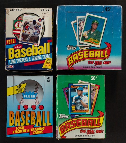 1980s and 1990s Topps, Fleer, Donruss, Leaf and Score Partial and Complete Wax Box Collection of 11