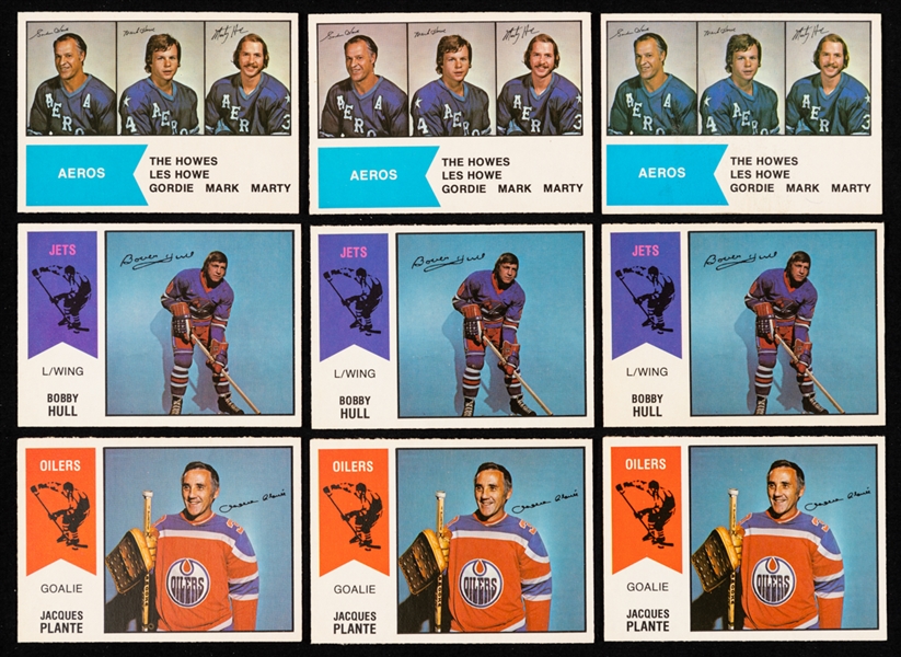1974-75, 1975-76, 1976-77 and 1977-78 O-Pee-Chee WHA Near Complete and Complete Card Sets (6) Plus Additional Items