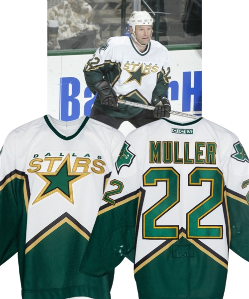Kirk Mullers 2002-03 Dallas Stars Game-Worn Jersey - Team Repairs! - Photo-Matched!