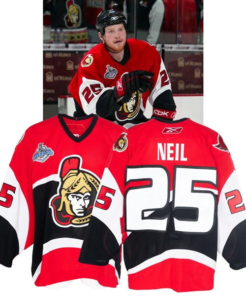 Chris Neils 2006-07 Ottawa Senators Game-Worn Stanley Cup Finals Jersey with LOA  - 2007 Stanley Cup Finals Patch! - Photo-Matched!