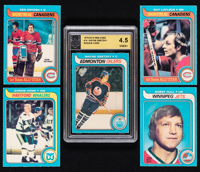 1979-80 O-Pee-Chee Hockey Near Complete Card Set (365/396) Including #18 HOFer Wayne Gretzky Rookie Card (Graded ACA 4.5)