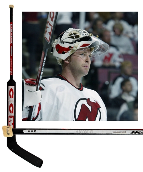 Martin Brodeurs 2002-03 New Jersey Devils Game-Used 2003 Stanley Cup Playoffs CCM Heaton 10 Stick - Stanley Cup Championship Season! - Photo-Matched to Round 3 Vs Ottawa!
