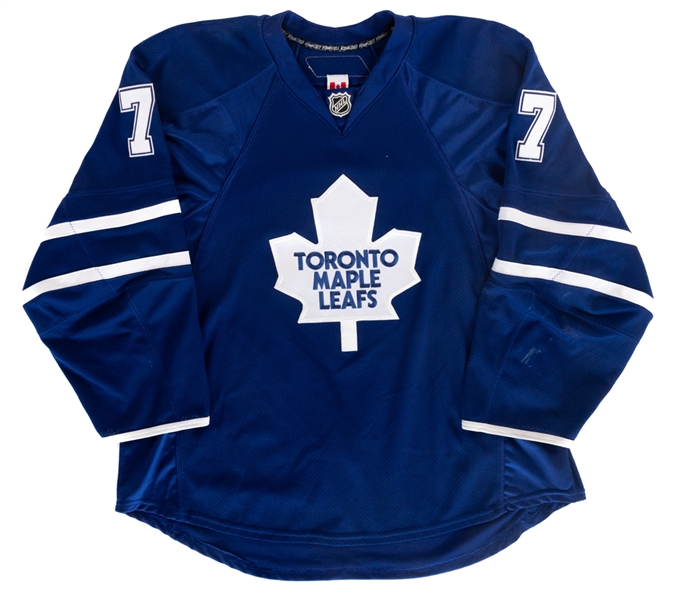 Garnet Exelbys 2009-10 Toronto Maple Leafs Game-Worn Jersey with Team LOA - Team Repairs!