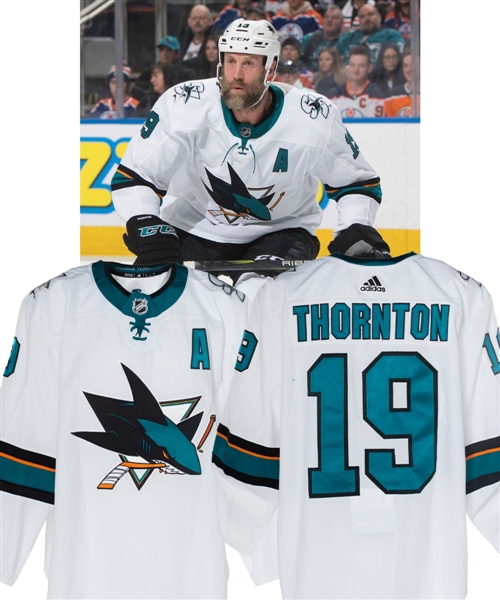 Joe Thorntons 2018-19 San Jose Sharks Game-Worn Alternate Captains Jersey 