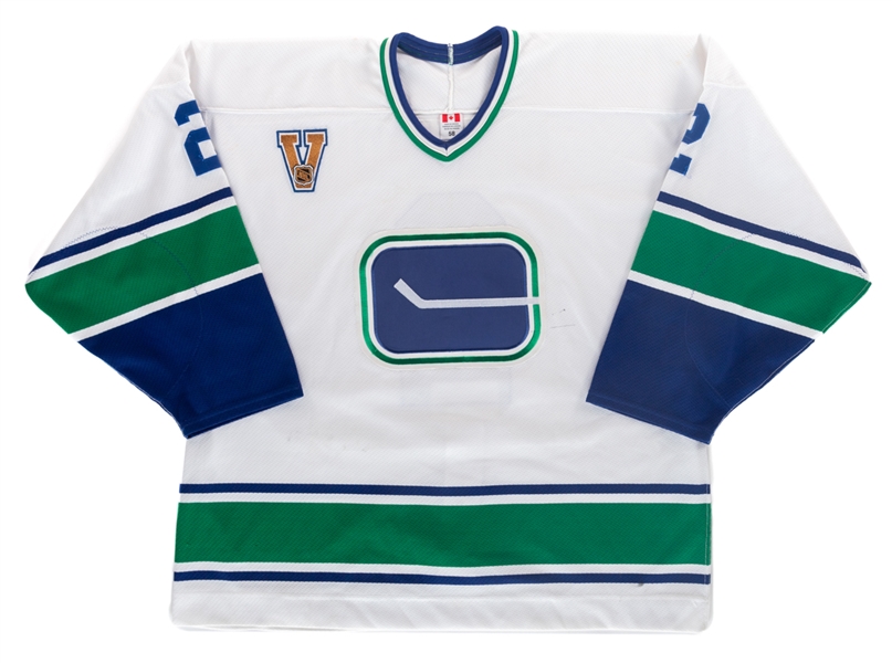 Mattias Ohlunds 2003-04 Vancouver Canucks Game-Worn "Vintage" Jersey with LOA - Photo-Matched!