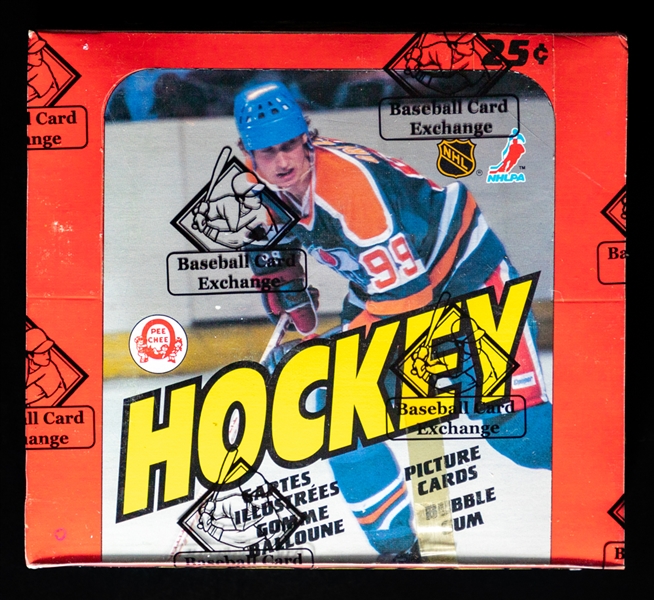 1982-83 O-Pee-Chee Hockey Wax Box (48 Unopened Packs) - BBCE Certified Tape Intact - Fuhr, Francis, Hawerchuk, Mullen and Broten Rookie Card Year