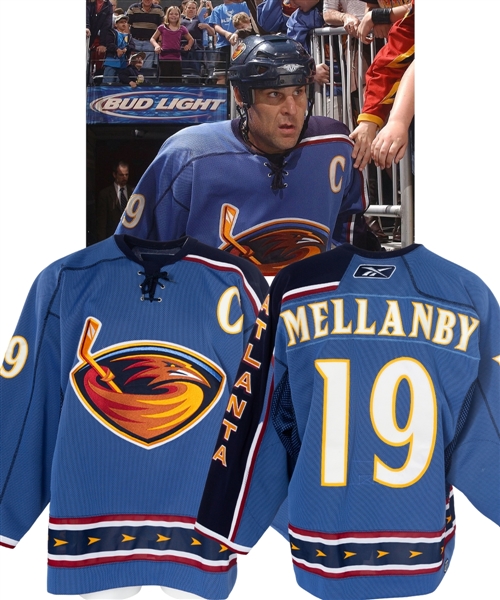 Scott Mellanbys 2005-06 Atlanta Thrashers Game-Worn Captains Third Jersey with LOA - Photo-Matched! 