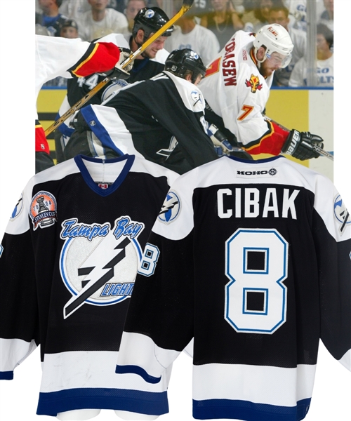 Martin Cibaks 2003-04 Tampa Bay Lightning Stanley Cup Finals Game-Worn Jersey with LOA - 2004 Stanley Cup Finals Patch! - Photo-Matched!