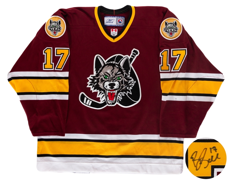 Brad Schells Mid-2000s AHL Chicago Wolves Signed Game-Worn Jersey with Team LOA 