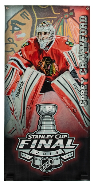 Corey Crawford Chicago Blackhawks 2013 Stanley Cup Final and Stanley Cup Champions Banners (2) from United Center