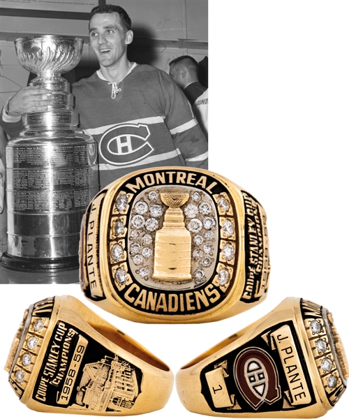 Jacques Plante 1958-59 Montreal Canadiens Stanley Cup Championship 10K Gold Ring with LOA