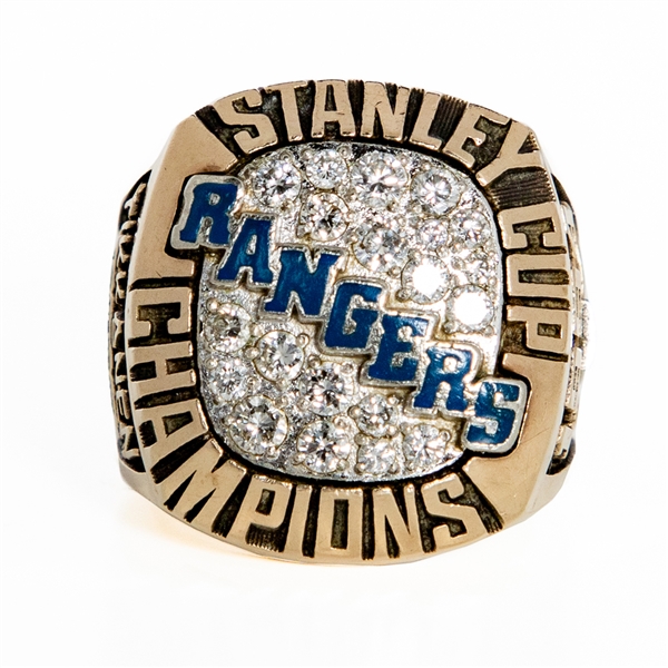 Esa Tikkanens 1993-94 New York Rangers Stanley Cup Championship 10K Gold and Diamond Ring with Presentation Box from His Personal Collection with His Signed LOA