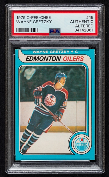 1979-80 O-Pee-Chee Hockey Card #18 HOFer Wayne Gretzky Rookie - Graded PSA Authentic Altered