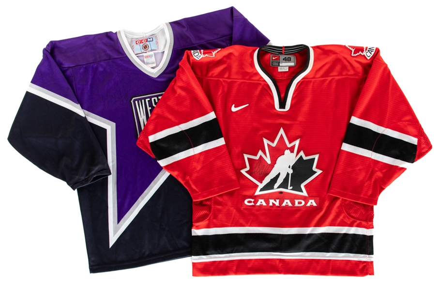 Wayne Gretzky Signed NHL All-Star Game Western Conference Jersey and Mario Lemieux Signed Team Canada Jersey with JSA Auction LOA